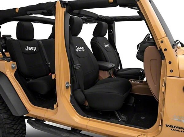 Officially Licensed Jeep 13-18 Jeep Wrangler JK 2-Door Neoprene Front and Rear Seat Covers Black - oljJ169685 - Image 2