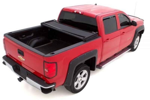 Lund 04-17 Nissan Titan (5.5ft. Bed w/o Titan Box) Genesis Elite Tri-Fold Tonneau Cover - Black - Image 3