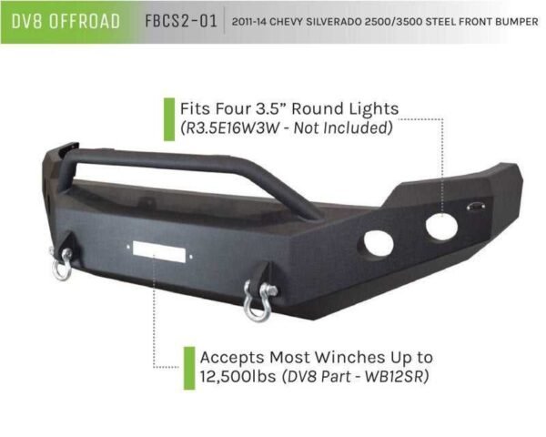 DV8 Offroad 11-14 Chevrolet Silverado 2500 Front Bumper - Image 10