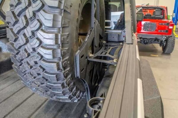 DV8 Offroad 2019+ Jeep Gladiator Universal Stand Up In-Bed Tire Carrier - Image 8