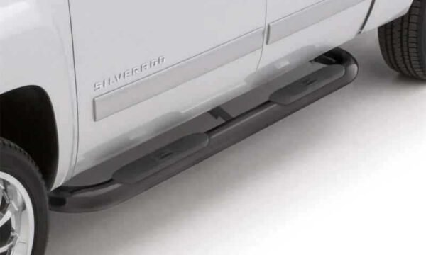 Lund 05-17 Toyota Tacoma Access Cab 4in. Oval Curved Steel Nerf Bars - Black - Image 3