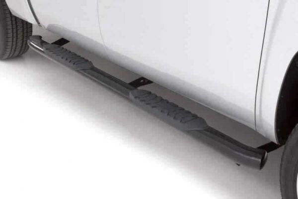 Lund 05-17 Toyota Tacoma Access Cab 4in. Oval Curved Steel Nerf Bars - Black - Image 4