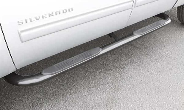 Lund 2019 Chevy Silverado 1500 Double Cab 4In Oval Curved SS Nerf Bars - Polished Stainless - Image 6
