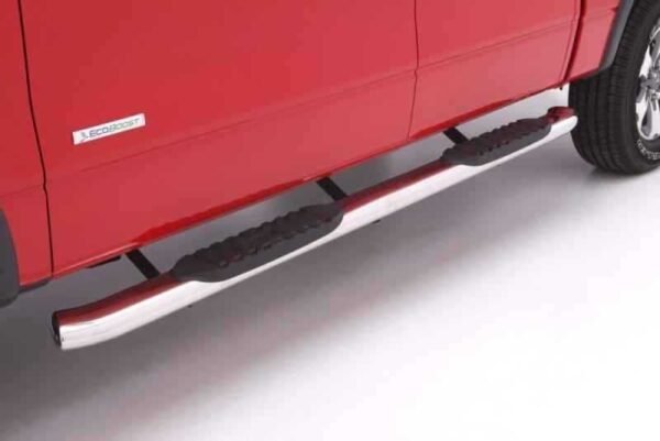 Lund 2019 Chevy Silverado 1500 Double Cab 5In Oval Curved SS Nerf Bars - Polished Stainless - Image 2