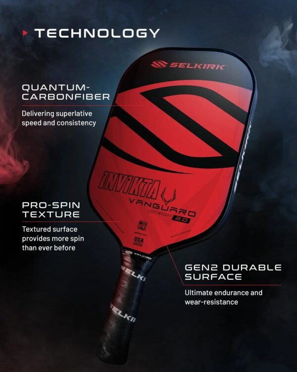 SELKIRK VANGUARD Hybrid Invikta Midweight Paddle Crimson & Black - Image 5