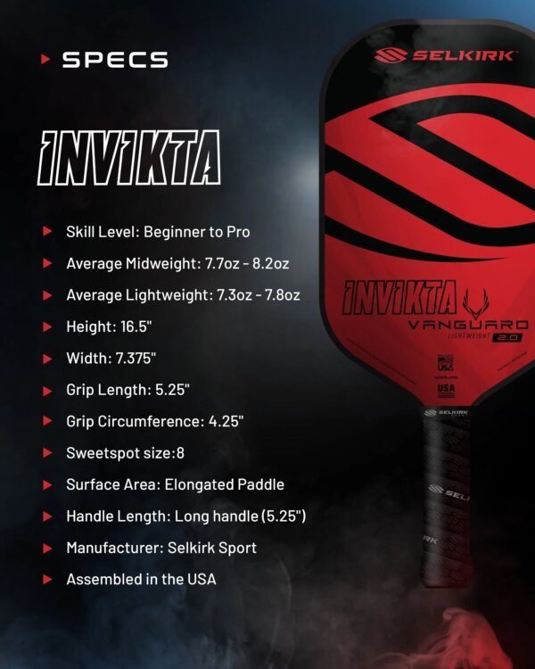 SELKIRK VANGUARD Hybrid Invikta Midweight Paddle Crimson & Black - Image 4